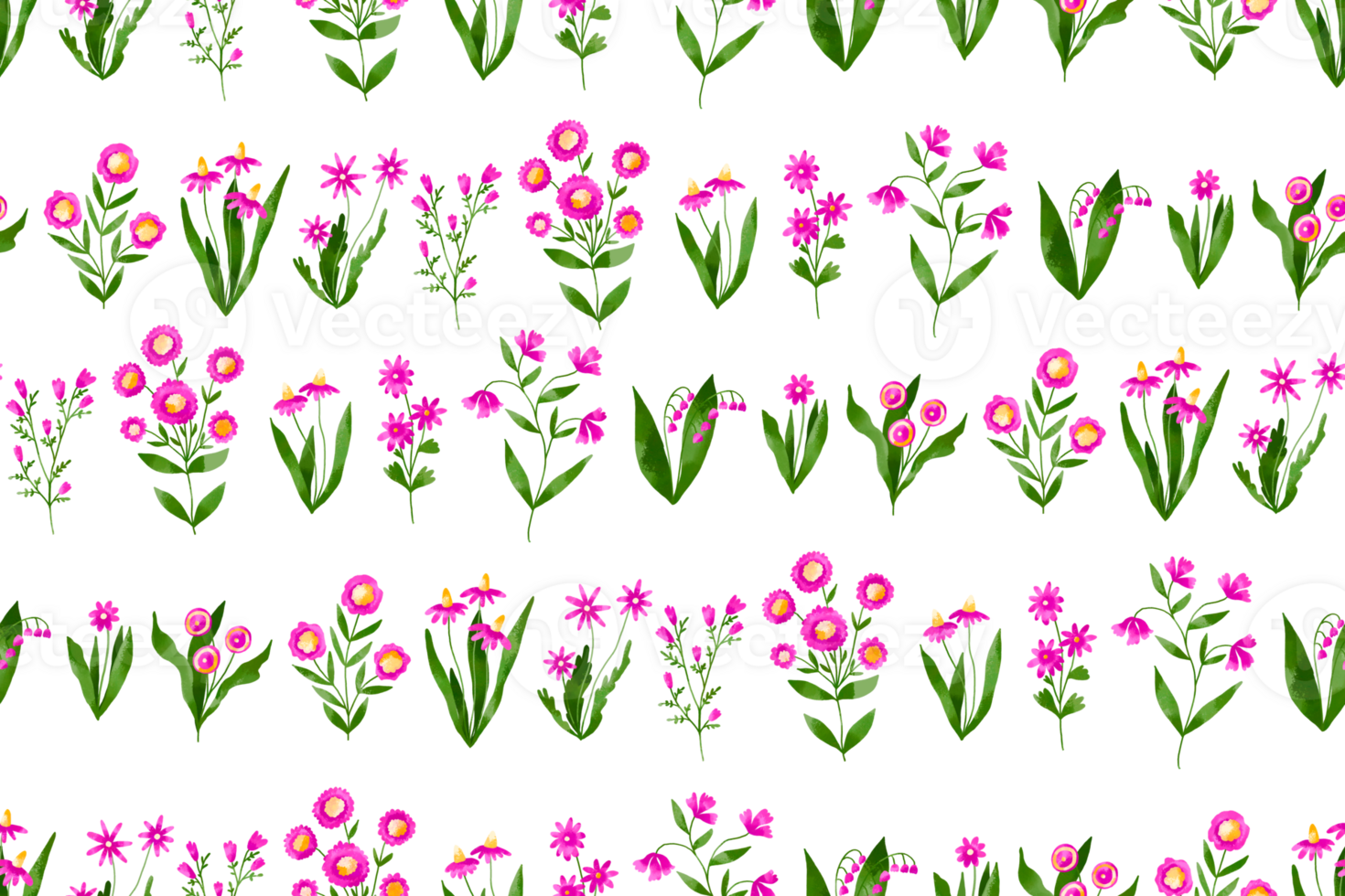 Blossom field wild flowers seamless pattern. Striped pattern Pink flowers, petal daisy blossom herbs. Hand drawn watercolor illustration. Repeated background png