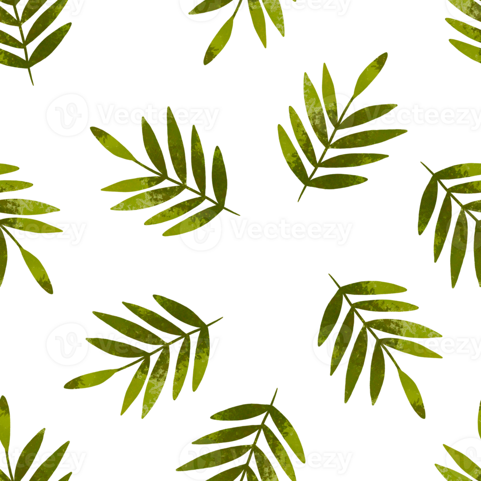 Watercolor palm leaves seamless pattern. Hand drawn botanical illustration repeated background Spring summer png
