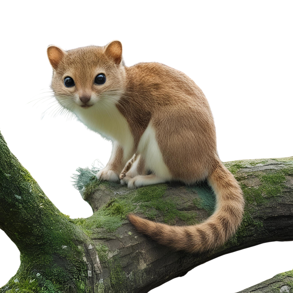 A squirrel on a tree branch isolated on a transparent background png
