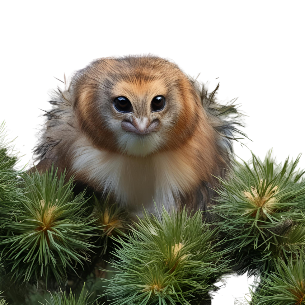 An owl standing on a branch isolated on a transparent background png