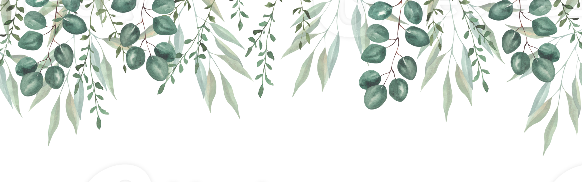 Frame with hand-drawn green branches of herbs. png