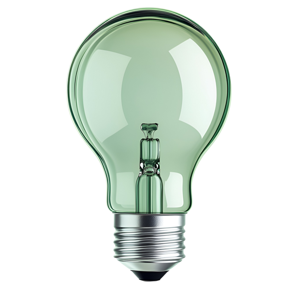 a green light bulb on a transparent background png