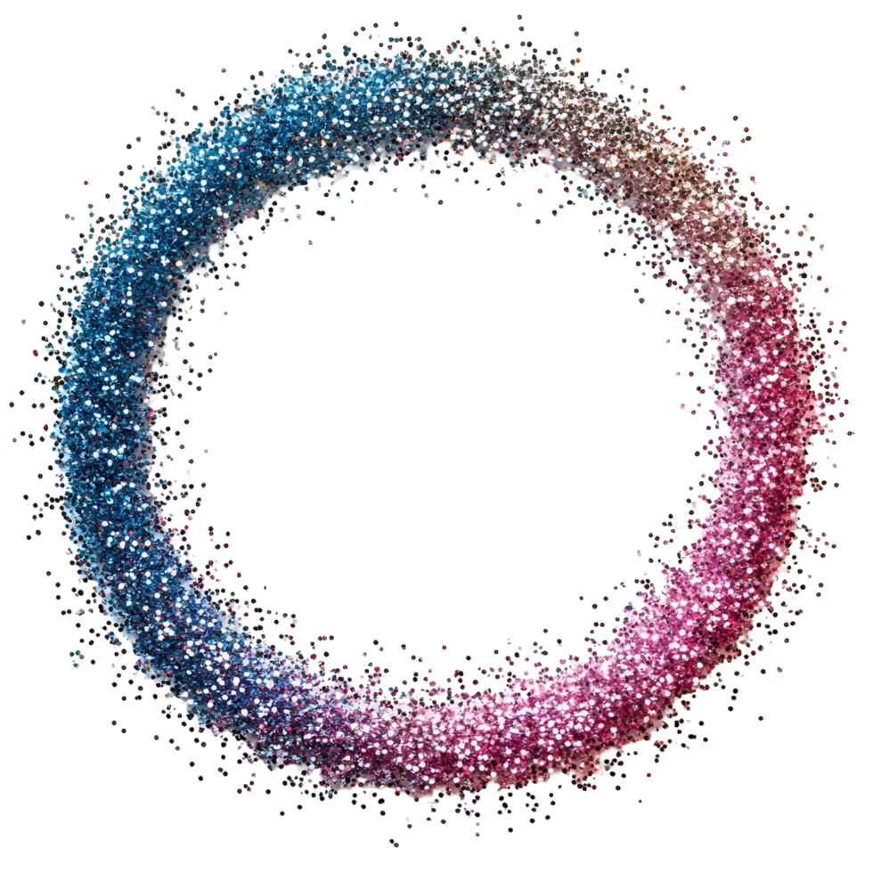 Shimmering Gold Glitter Circle Frame Design on Transparent Background png