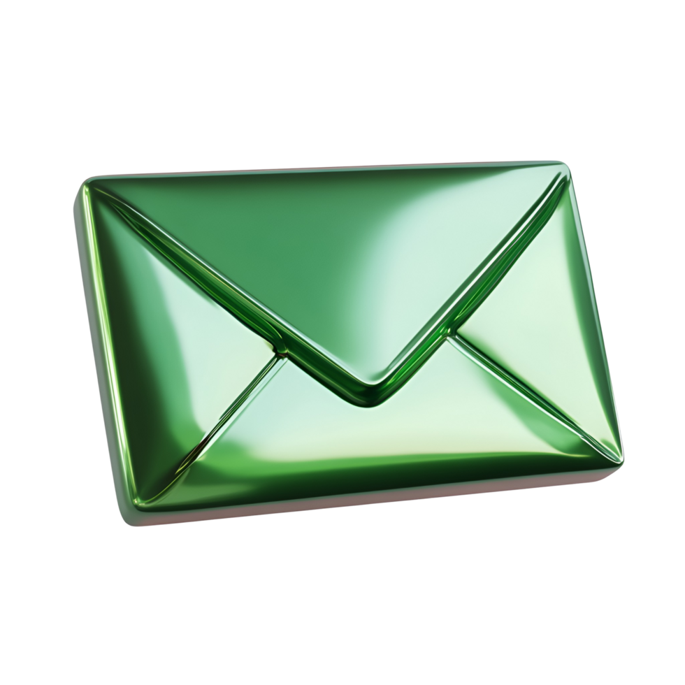 an envelope with a green envelope on a transparent background png