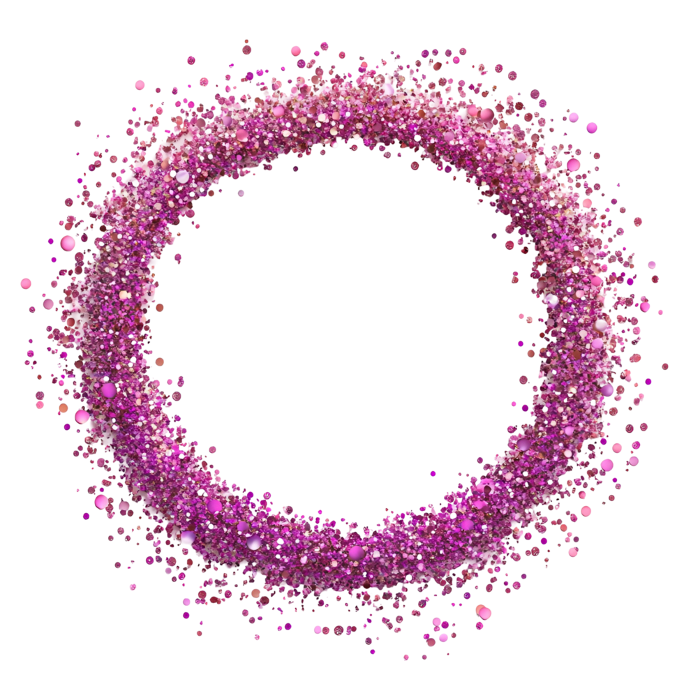 Sparkling Gold Glitter Circle Frame on Transparent Background png