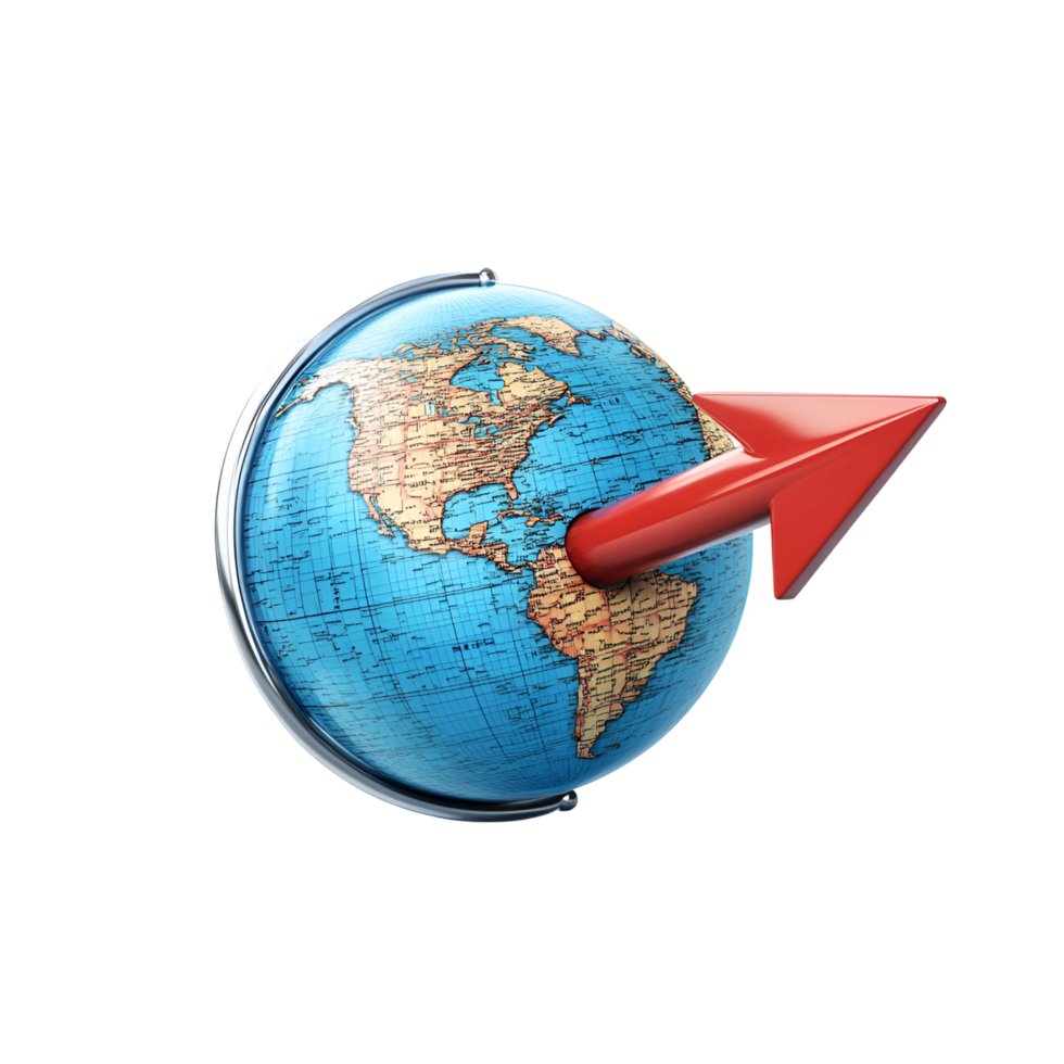Stylish Globe on Gold Stand Isolated on Transparent Background png