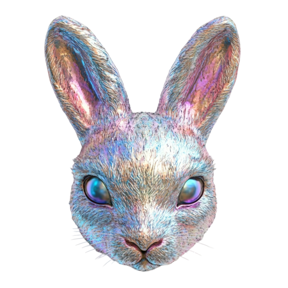 Abstract Painted Rabbit with Rainbow Colors on Transparent Background png
