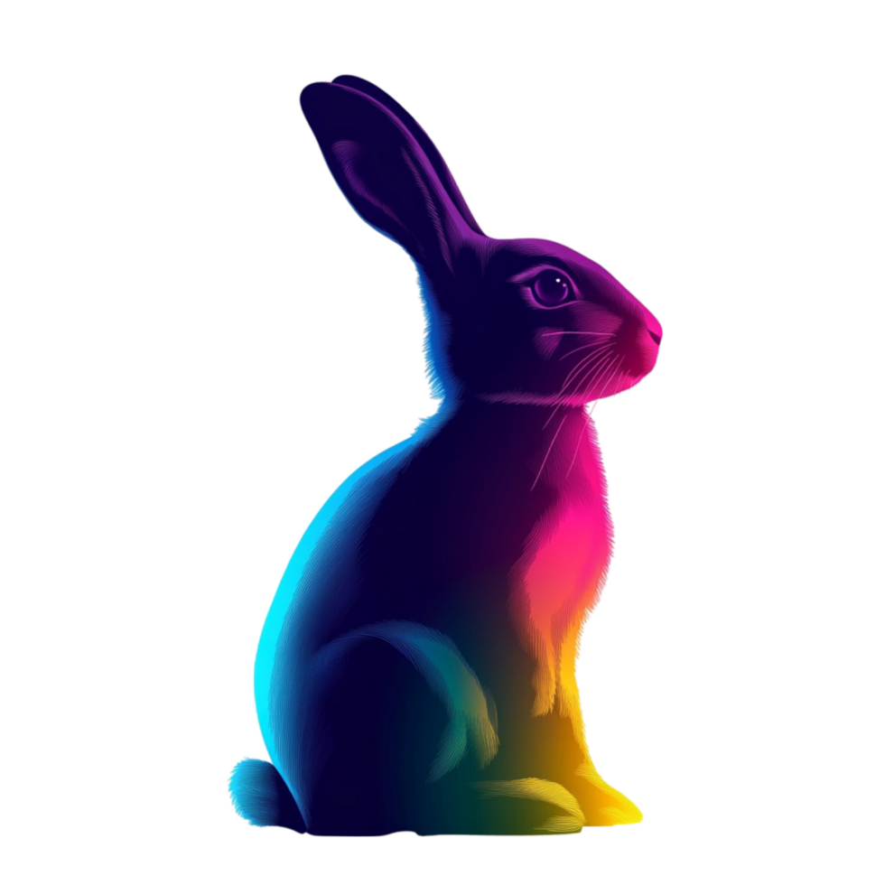Artistic Rainbow Bunny Shape for Modern Graphics on Transparent Background png