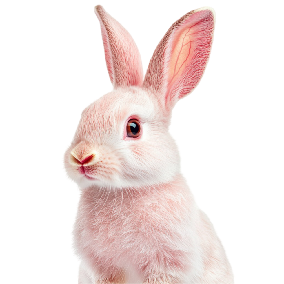 Cute Realistic Rabbit Sitting on a Transparent Background png