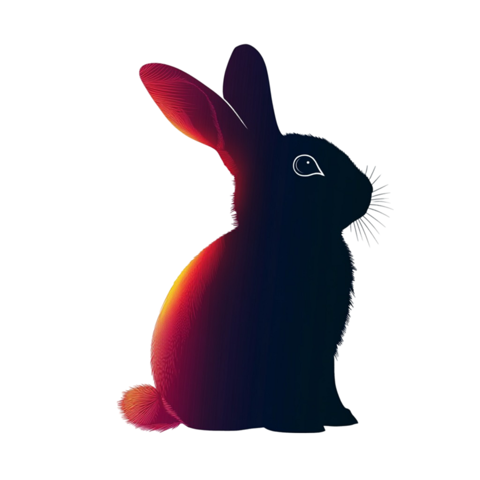 Colorful Gradient Rabbit Outline in Rainbow Hues on Transparent Background png