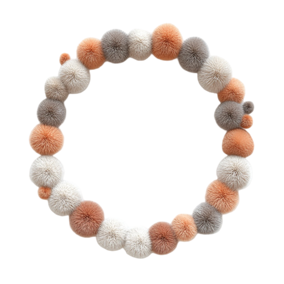 Colorful Pom Pom Wreath for Festive Decoration on Transparent Background png