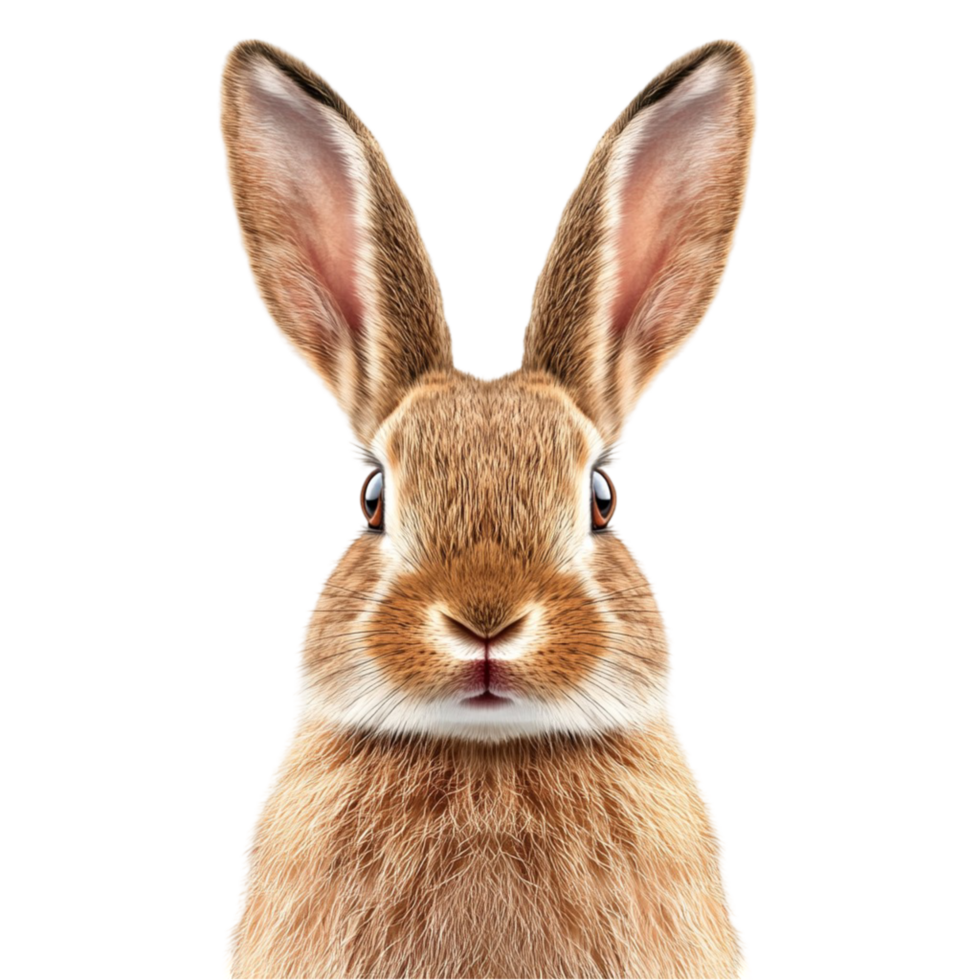Adorable Brown Rabbit Sitting Calmly on White Transparent Background png