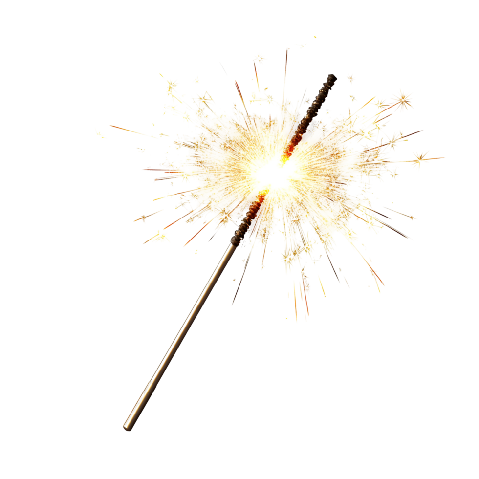 Fiery Sparkler Flame Symbolizing Joy and Celebration on Transparent Background png