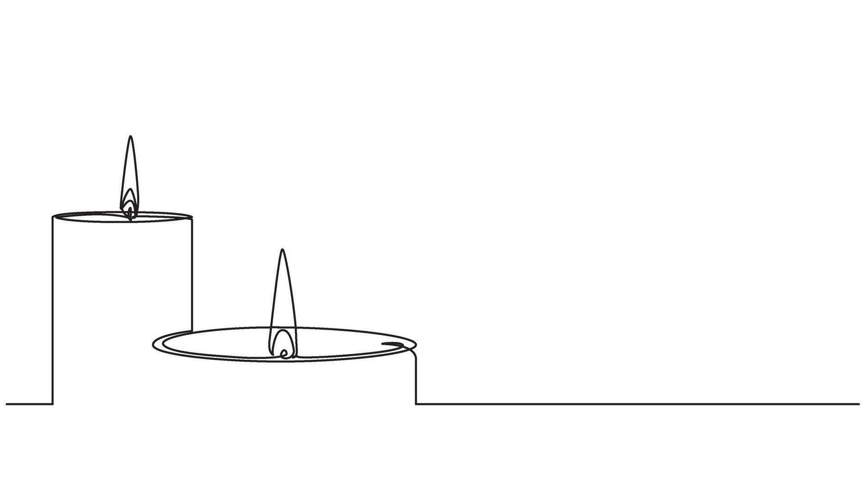 Minimalist continuous line drawing of lit candles for festive season vector