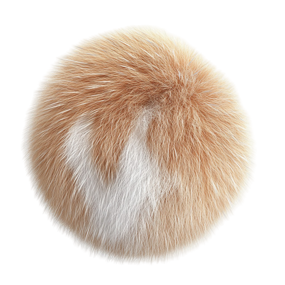 High-Detail Fluffy Fur Ball with Smooth Plush Texture on Transparent Background png