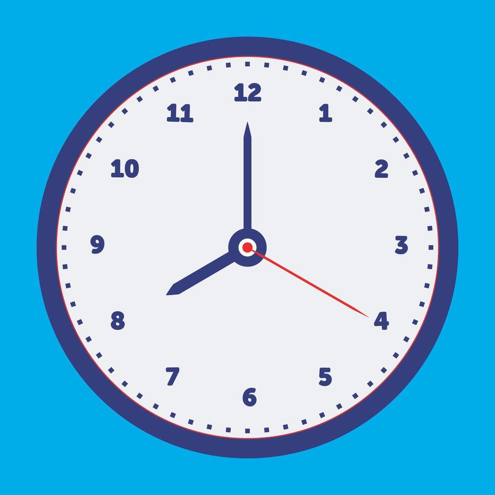 Classic Round Clock Illustration Indicating Eight O Clock Great for Productivity Time Reminder and Schedule Graphics vector