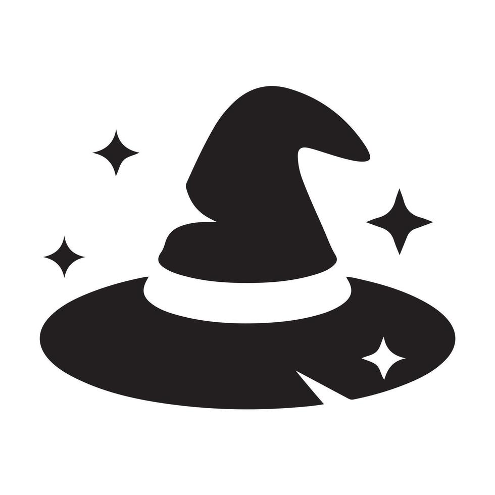 Simple Witch Hat Icon with Sparkling vector