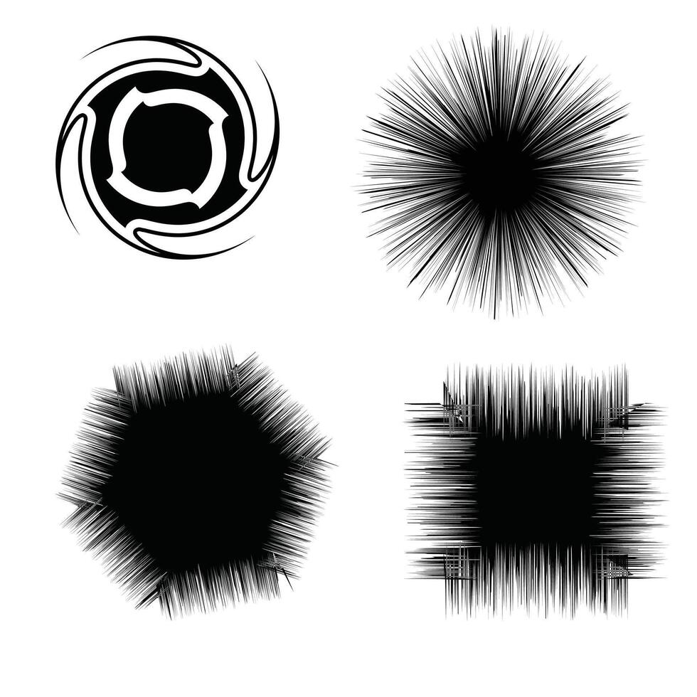 Four abstract black and white graphic elements for design. vector