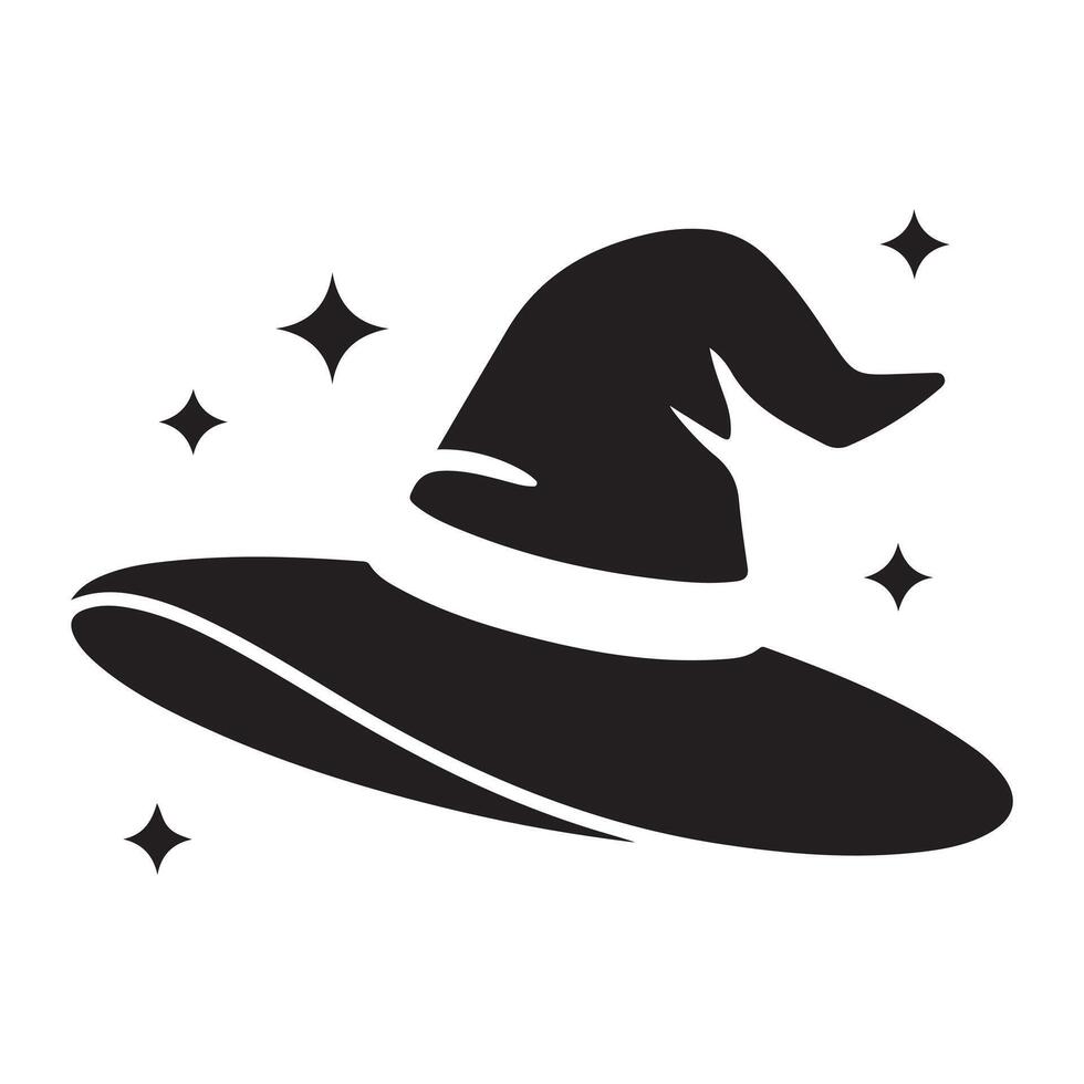 Stylish Witch's Hat Icon Silhouette vector