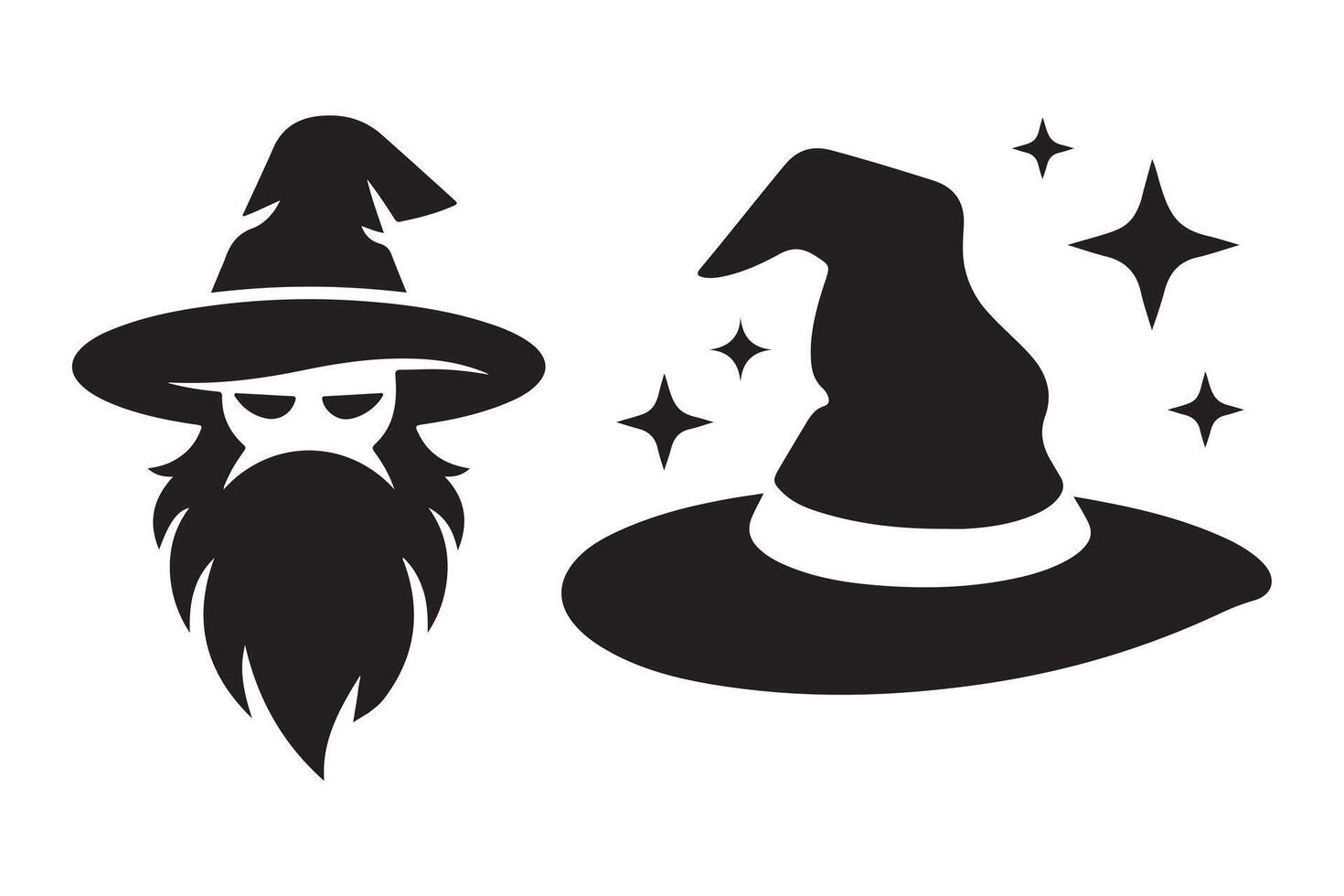 Wizard and Witch Hat Icons for Magic and Halloween vector