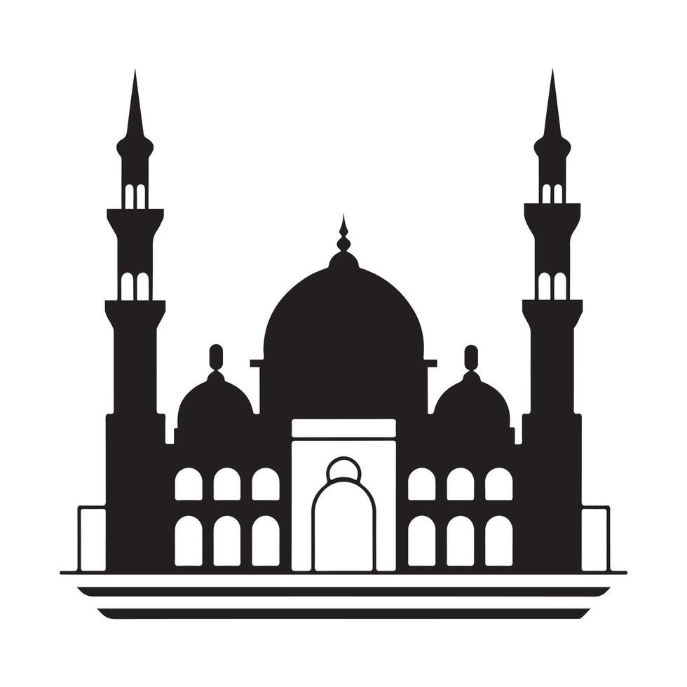 Silhouette of a Majestic Mosque vector