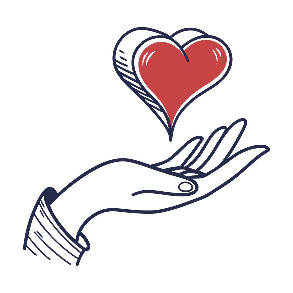 Elegant Hand holding a heart in a icon vector