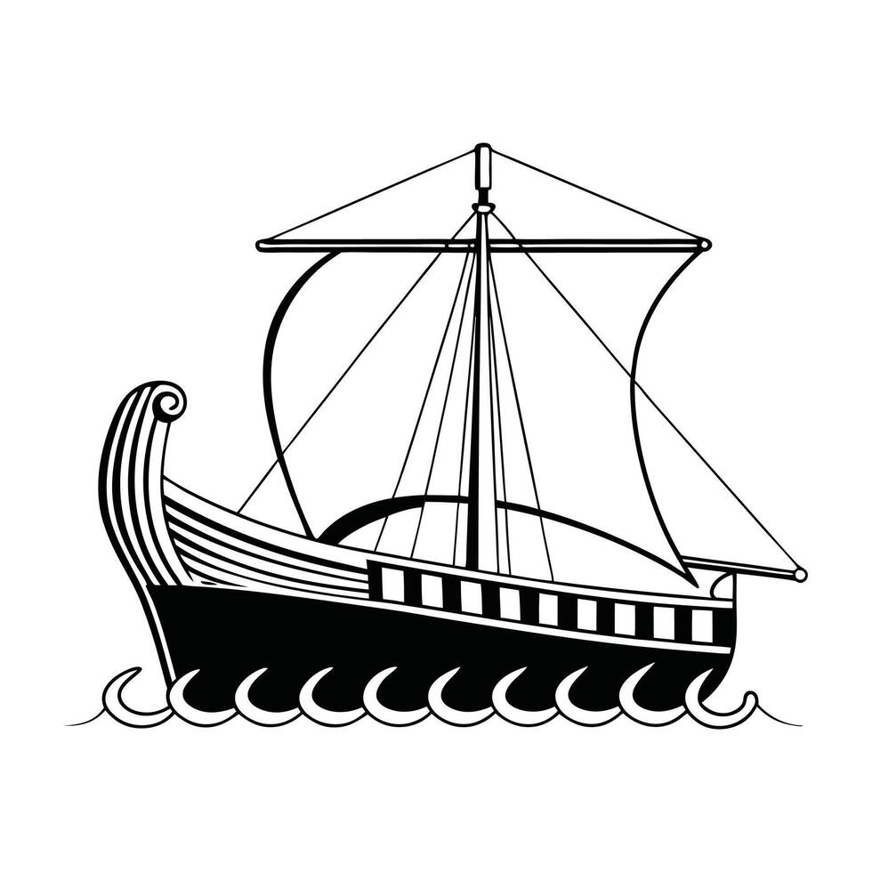 Ancient fantasy ship, illustration vector