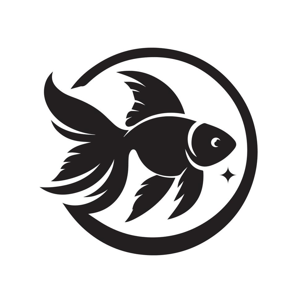 fish black silhouette logo icon isolated on white background, clip art vector