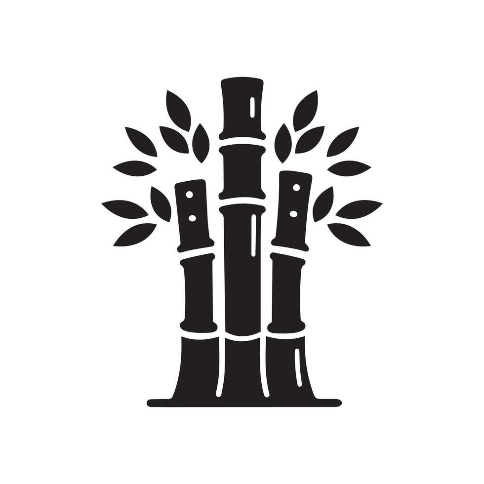 Bamboo tree silhouette logo icon isolated on white background, clip art vector