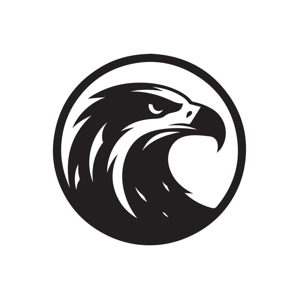 Eagle bird black soild silhouette isolated on white background, clip art logo vector