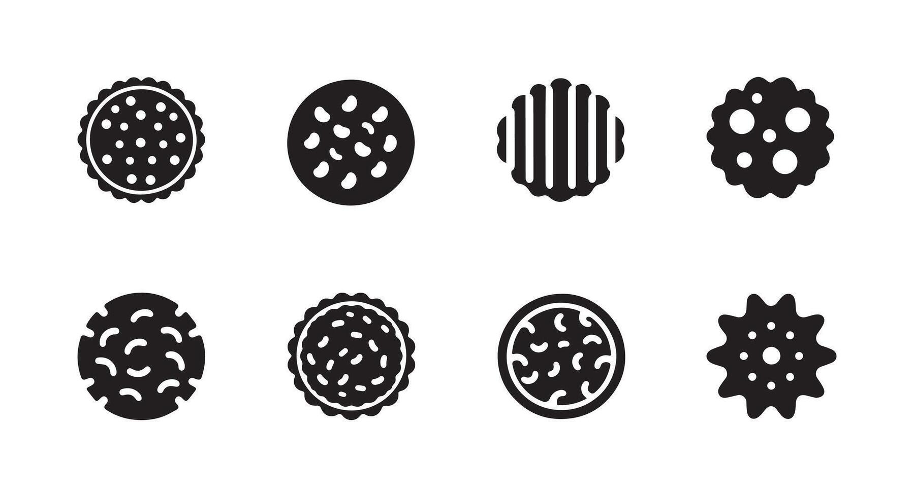 Cookies biscuit silhouette bundle isolated on white background, logo icon clip art vector