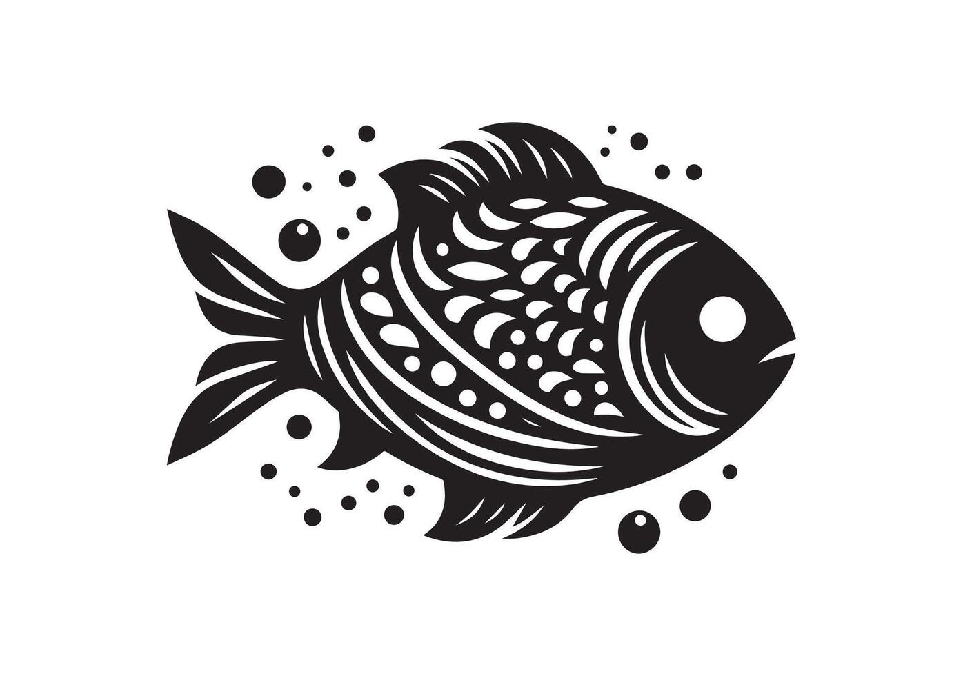 Fish silhouette logo icon isolated on white background, clip art vector