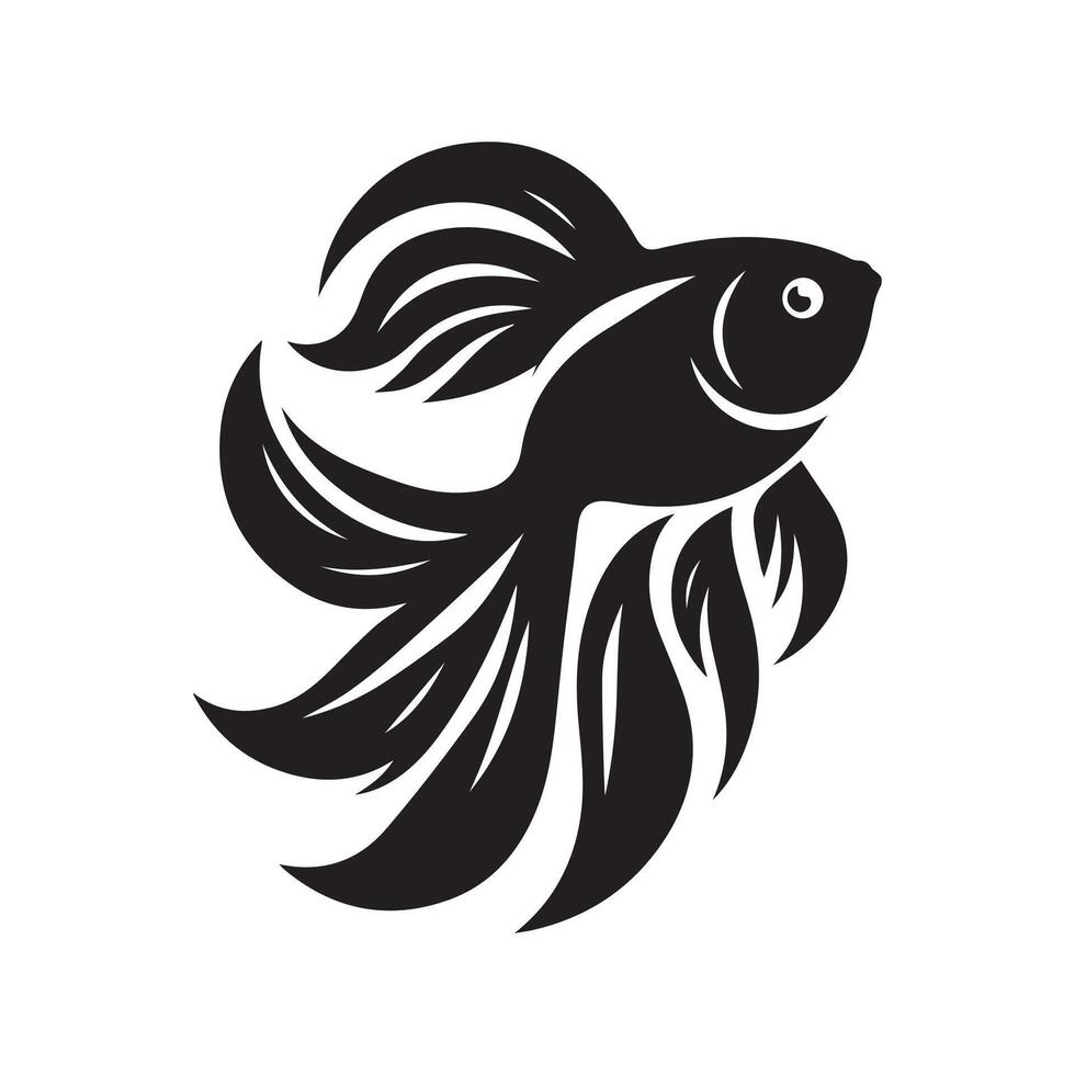fish goldfish black silhouette logo icon isolated on white background, clip art vector
