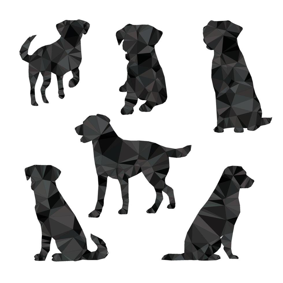 Abstract geometric black polygonal dogs. Geometric linear animal elements. vector