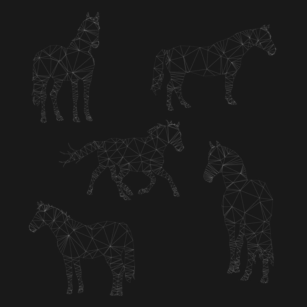 Triangular horses, geometric trendy outline design. illustration vector