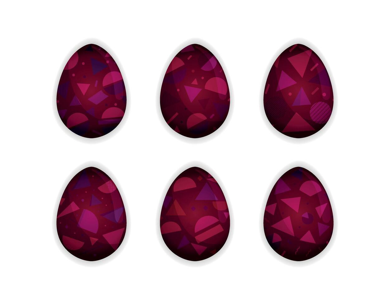 Geometric Dark Red Easter Eggs vector