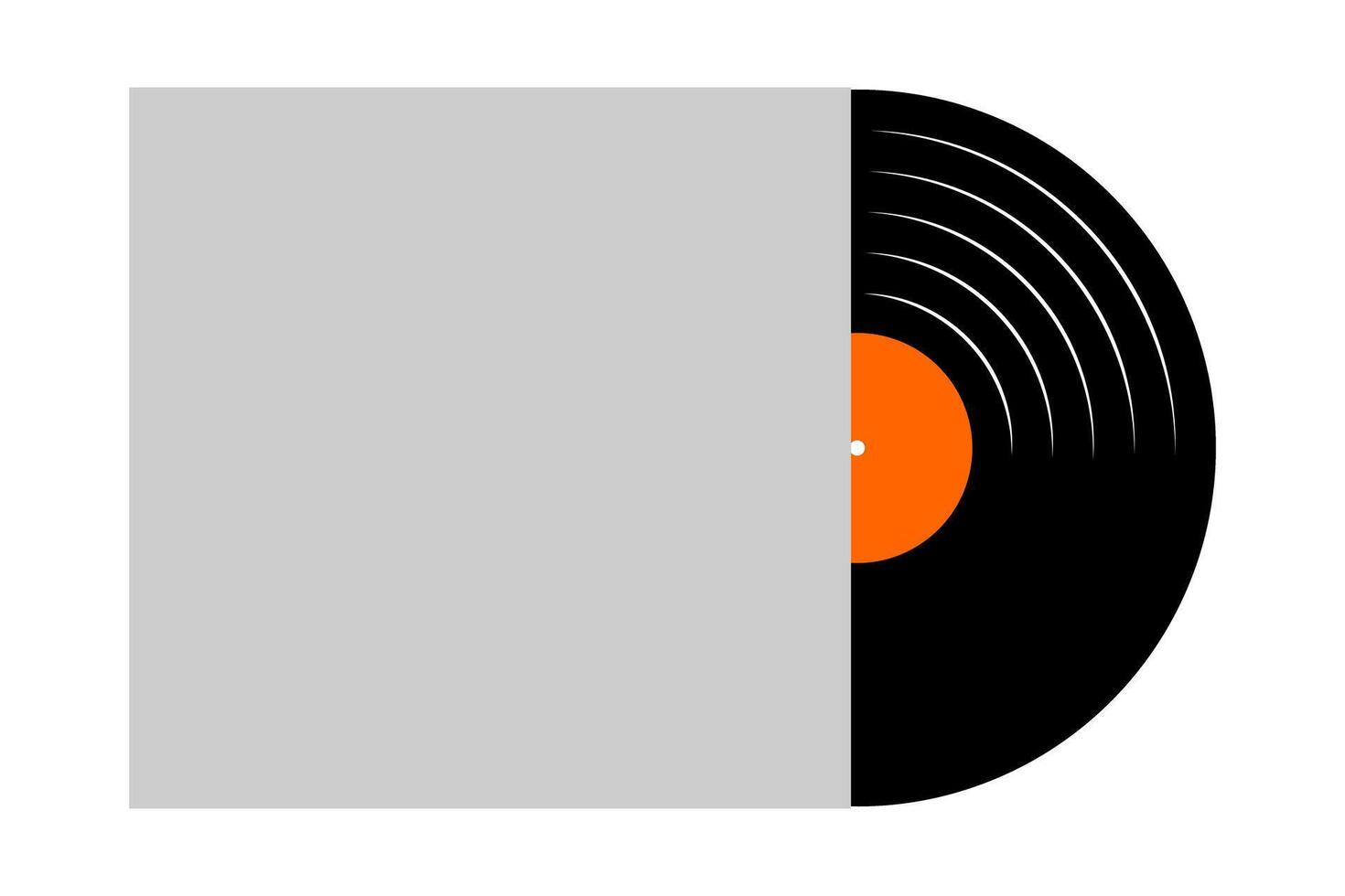 Vinyl record removing from the empty album cover. LP or long play music disc isolated on white background. New single song concept. 60s 70s 80s nostalgia theme. flat illustration vector