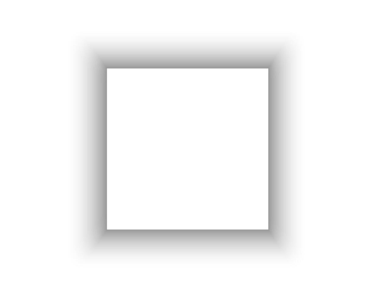 Shadow effect of square packing box or picture. Soft blurry rectangular shape. Squared shade on floor or wall isolated on white background. realistic illustration vector