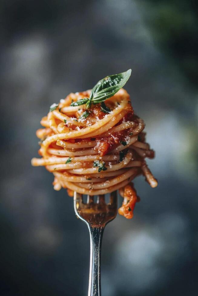 Spaghetti on a fork photo
