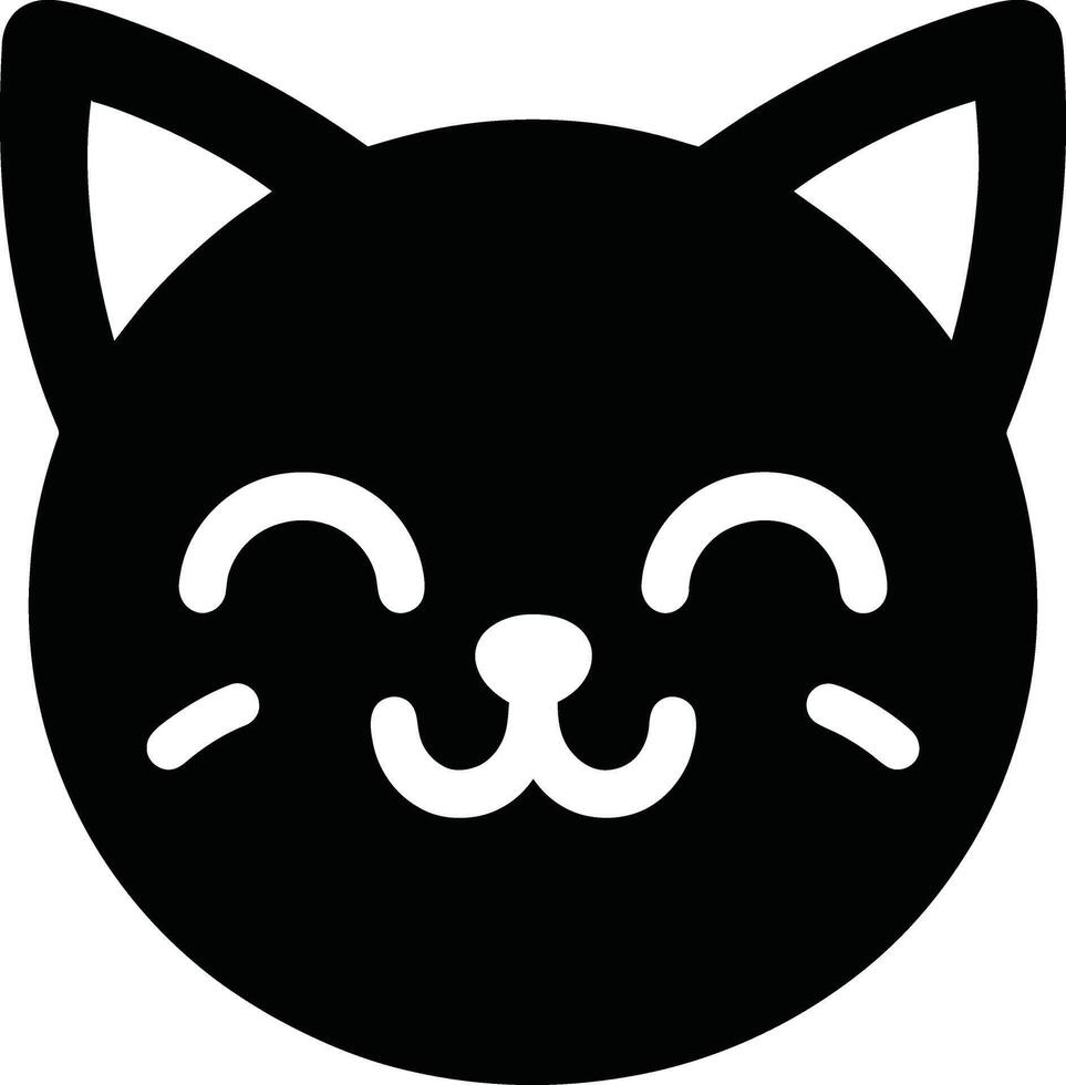 Cat Face Emoji in Cartoon Silhouette Design vector