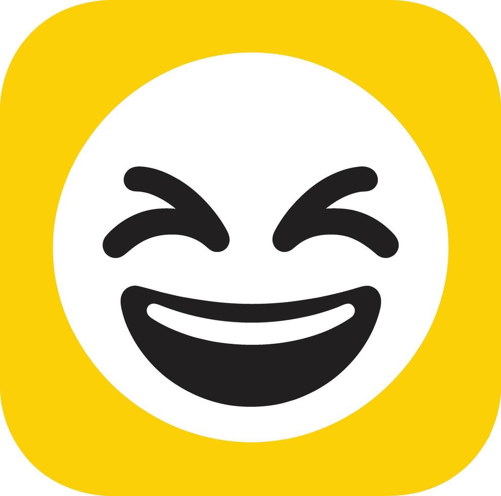 Laughing Face Emoji with Joyful Expressions in Flat Silhouette Design vector