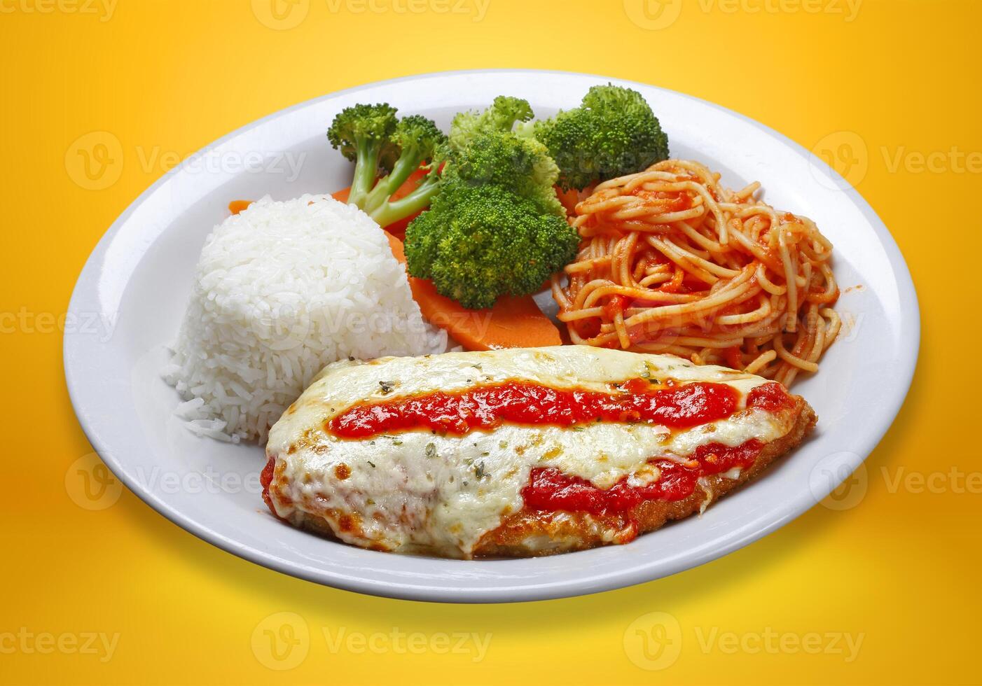 parmigiana steak with pasta photo