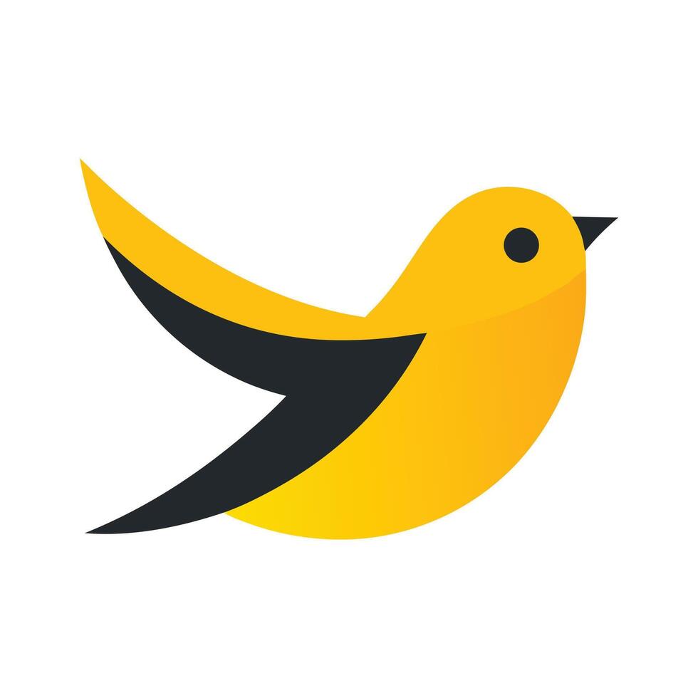 Abstract stylized yellow bird in flight Icon or Logo Design Template vector