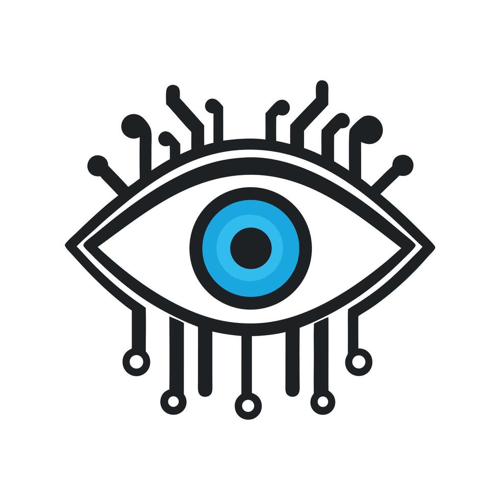 Abstract cyber eye or robotic eye Icon or Logo Design Template vector