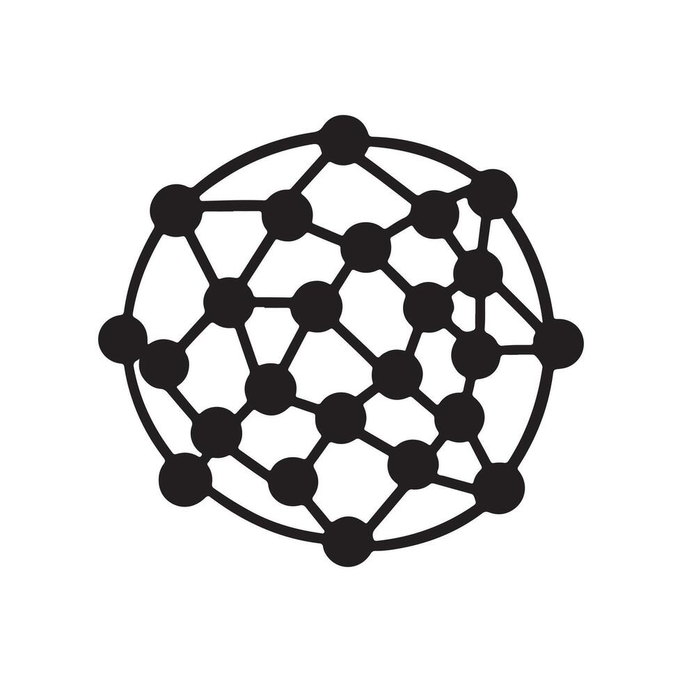Abstract Buckminsterfullerene Icon or Logo Design Template vector