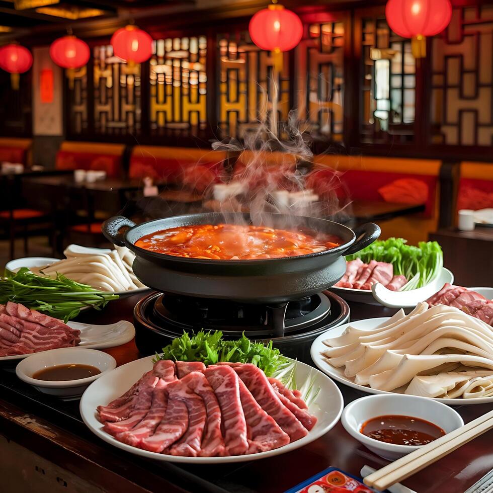 A table with a variety of dishes on it photo