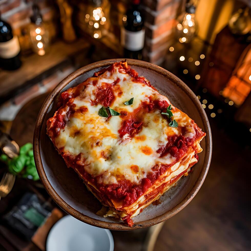 Lasagna on a plate photo