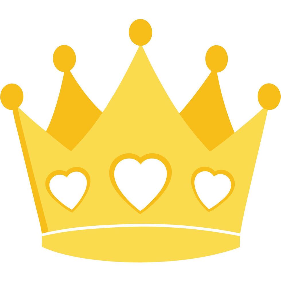 yellow crown heart cutouts vector