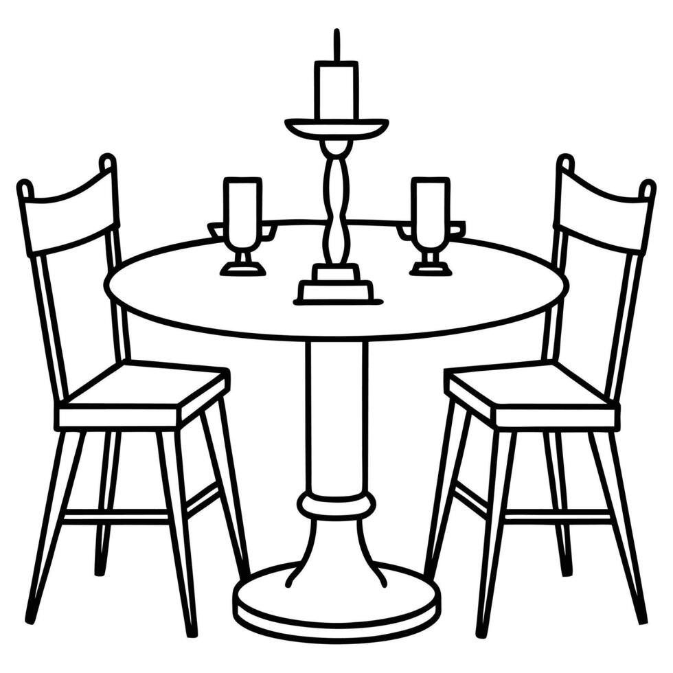 dining set round table four chairs simple line vector