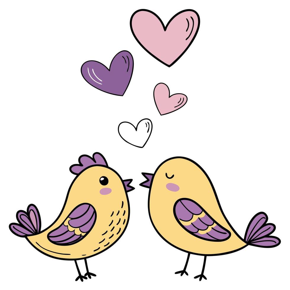 cartoon lovebirds yellow birds vector